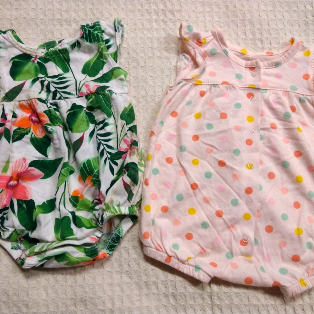 2 cute 0-3 mon baby girl summer jumpers